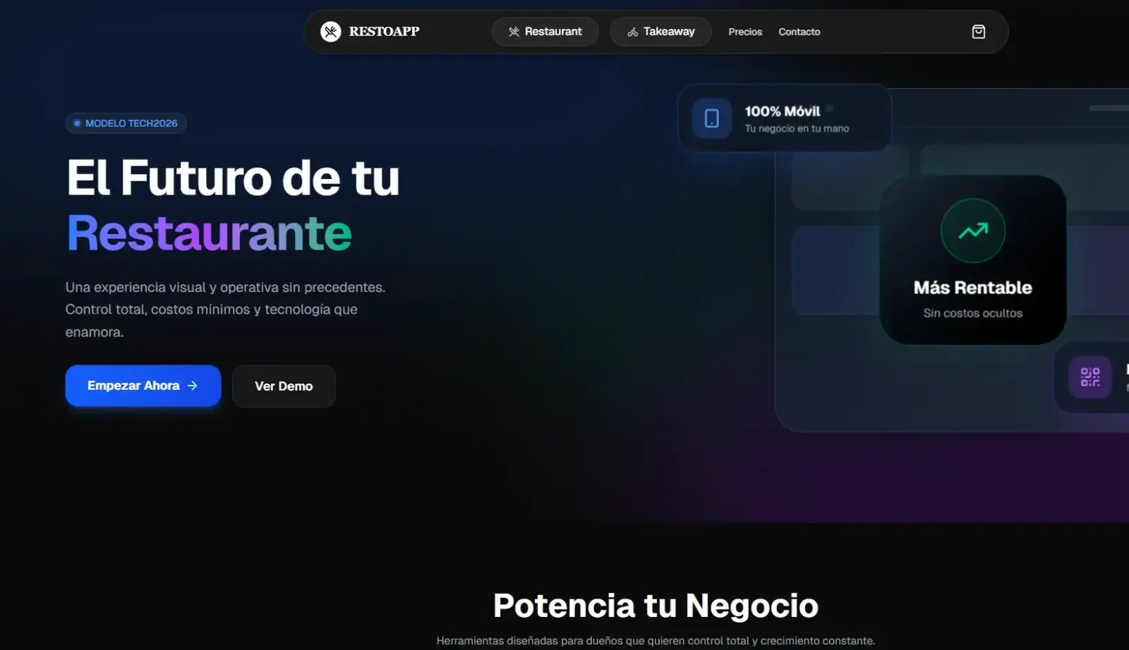 Restaurant and takeaway web app concept